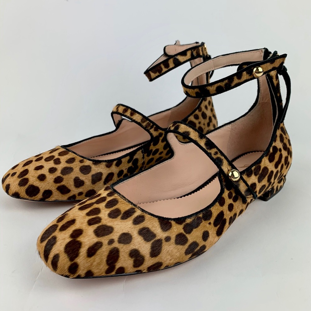 J.CREW Poppy Ballet Flats Leopard Calf Hair Size 7 - Picture 2 of 8